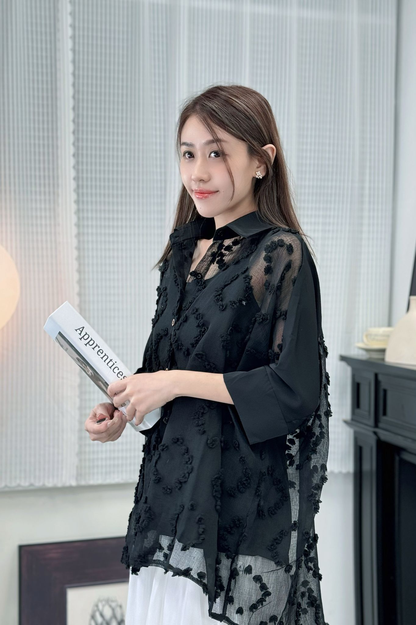 TOP#7486 🤍毯毯框長麻衫