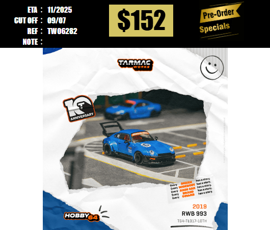 PO-$152 * TARMAC * 1:64 RWB 993 Tarmac Works 10th Anniversary [OD28/06]