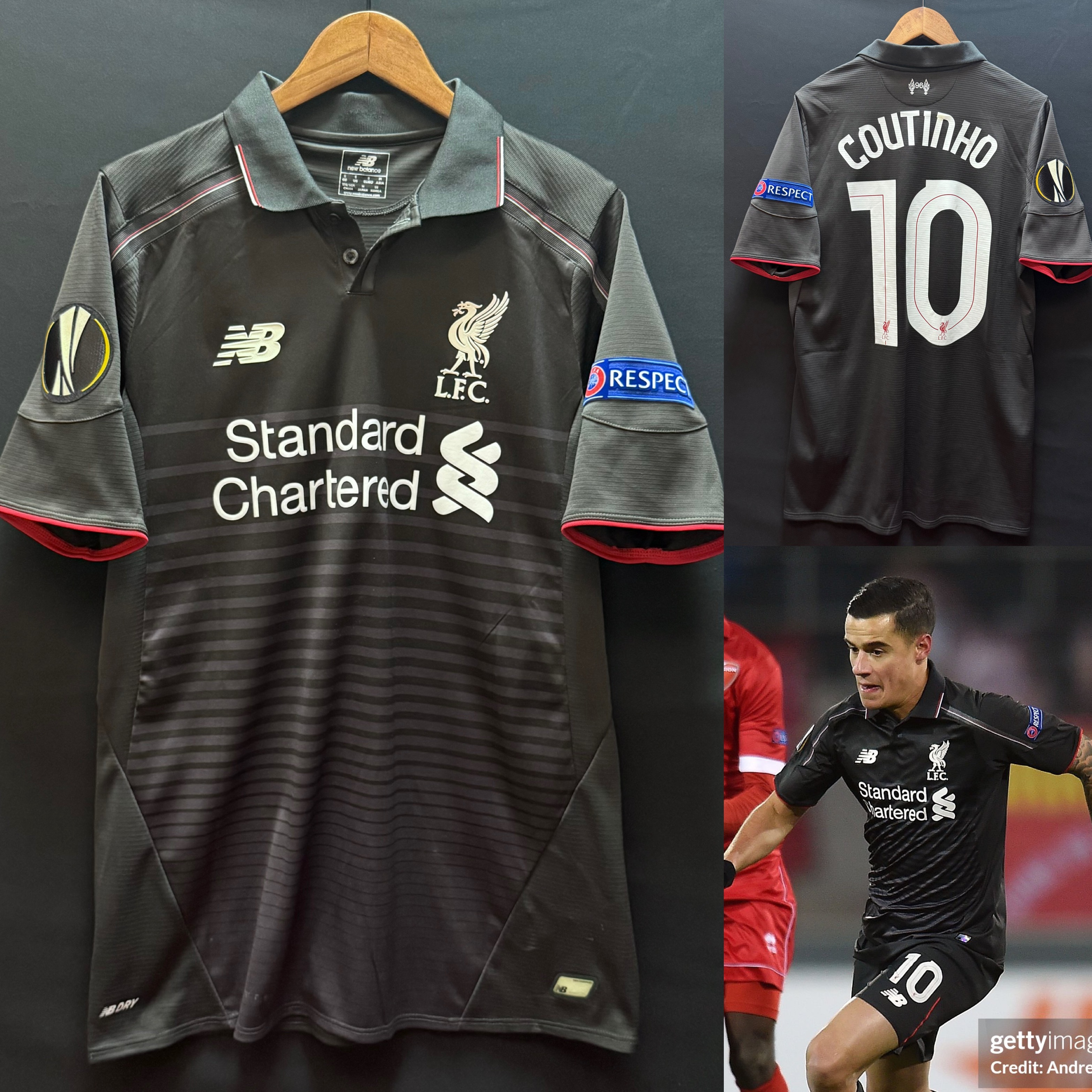 Liverpool 2015-2016 UEFA Europa League New Balance Away Shirt #10 COUTINHO