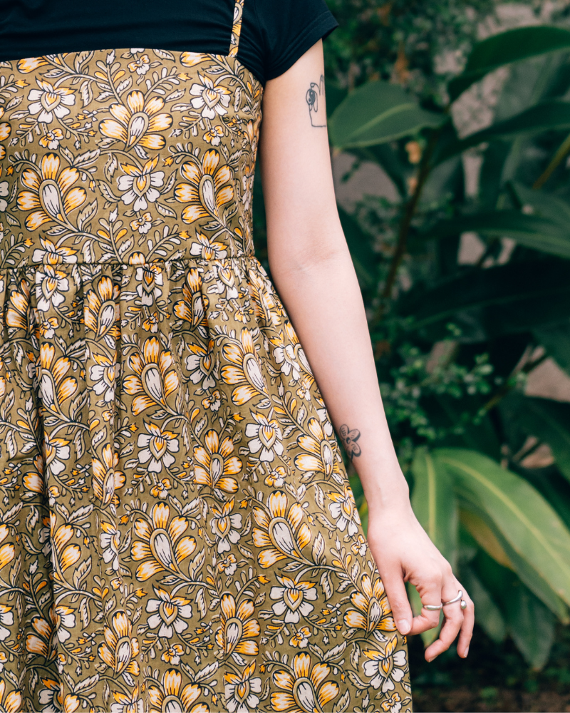 印度蓋染工藝親膚純棉 細肩洋裝 - 風鈴木