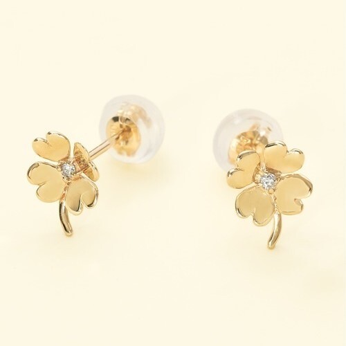 【me.luxe】K10幸運草2分鑽耳環