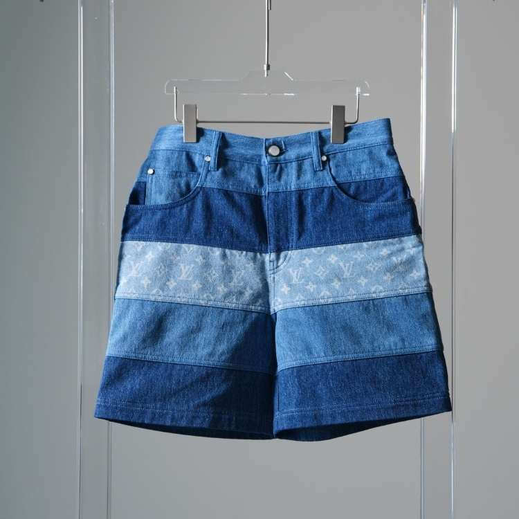 LV三色藍條紋短褲 30號