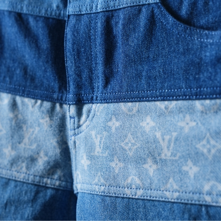 LV三色藍條紋短褲 30號