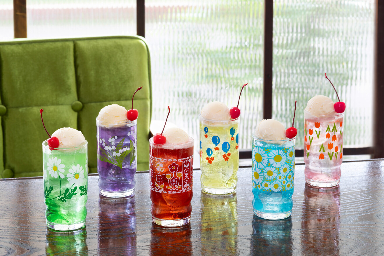 Adelia Arrange 昭和復古花朵 270ml果汁杯｜日本石塚硝子