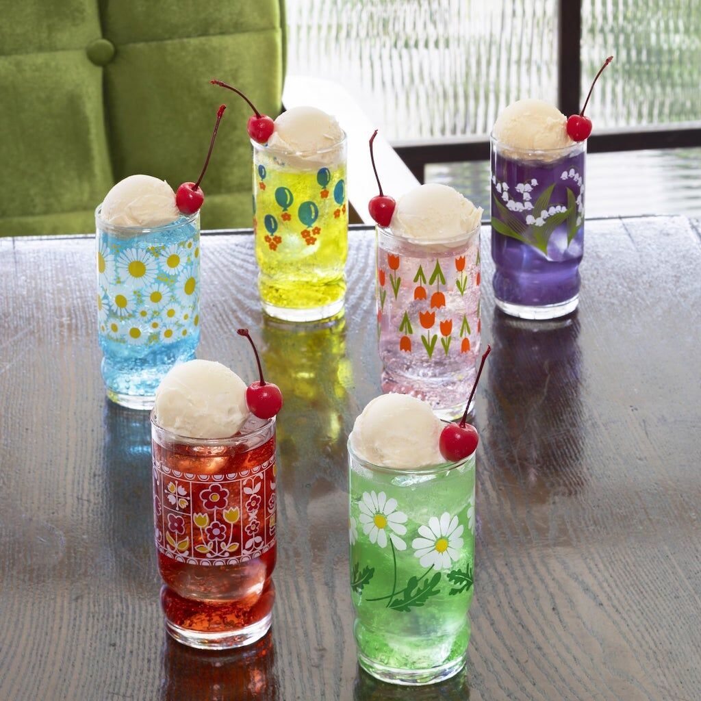 Adelia Arrange 昭和復古花朵 270ml果汁杯｜日本石塚硝子