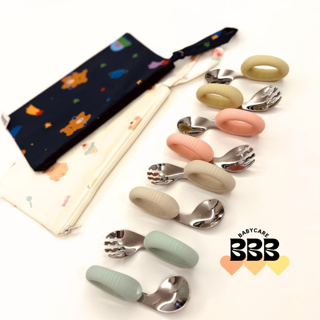 BBB_Babyacre 不銹鋼環狀手柄幼兒學習叉匙套裝 （附送BBB_Babycare 收納袋）