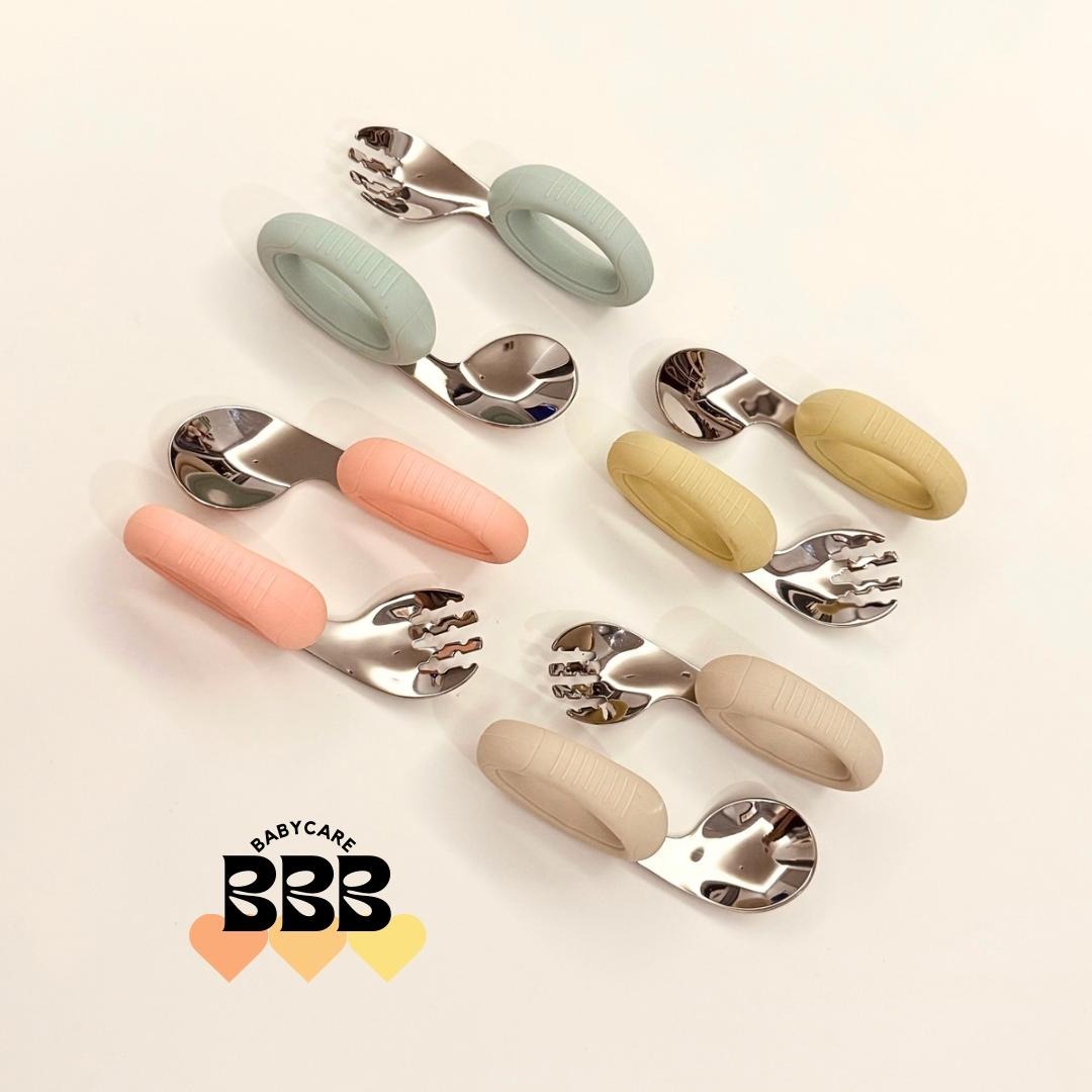 BBB_Babyacre 不銹鋼環狀手柄幼兒學習叉匙套裝 （附送BBB_Babycare 收納袋）