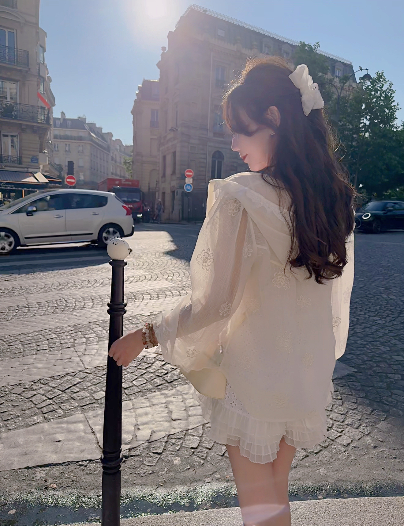 *BJ2 MADE SERIES* THE WHITE PEONY FLOWERY LACE HAT OUTER LIVE 0628