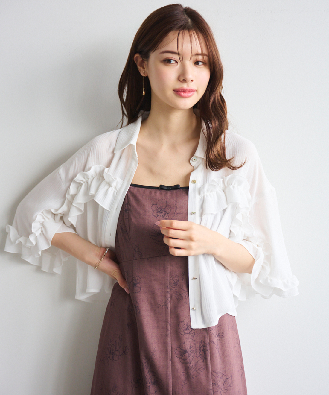 [預購] LILLIAN CARAT 荷葉邊雪紡襯衫