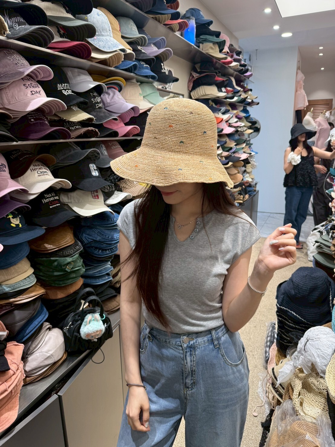 TH4489 彩色心心拉菲草帽