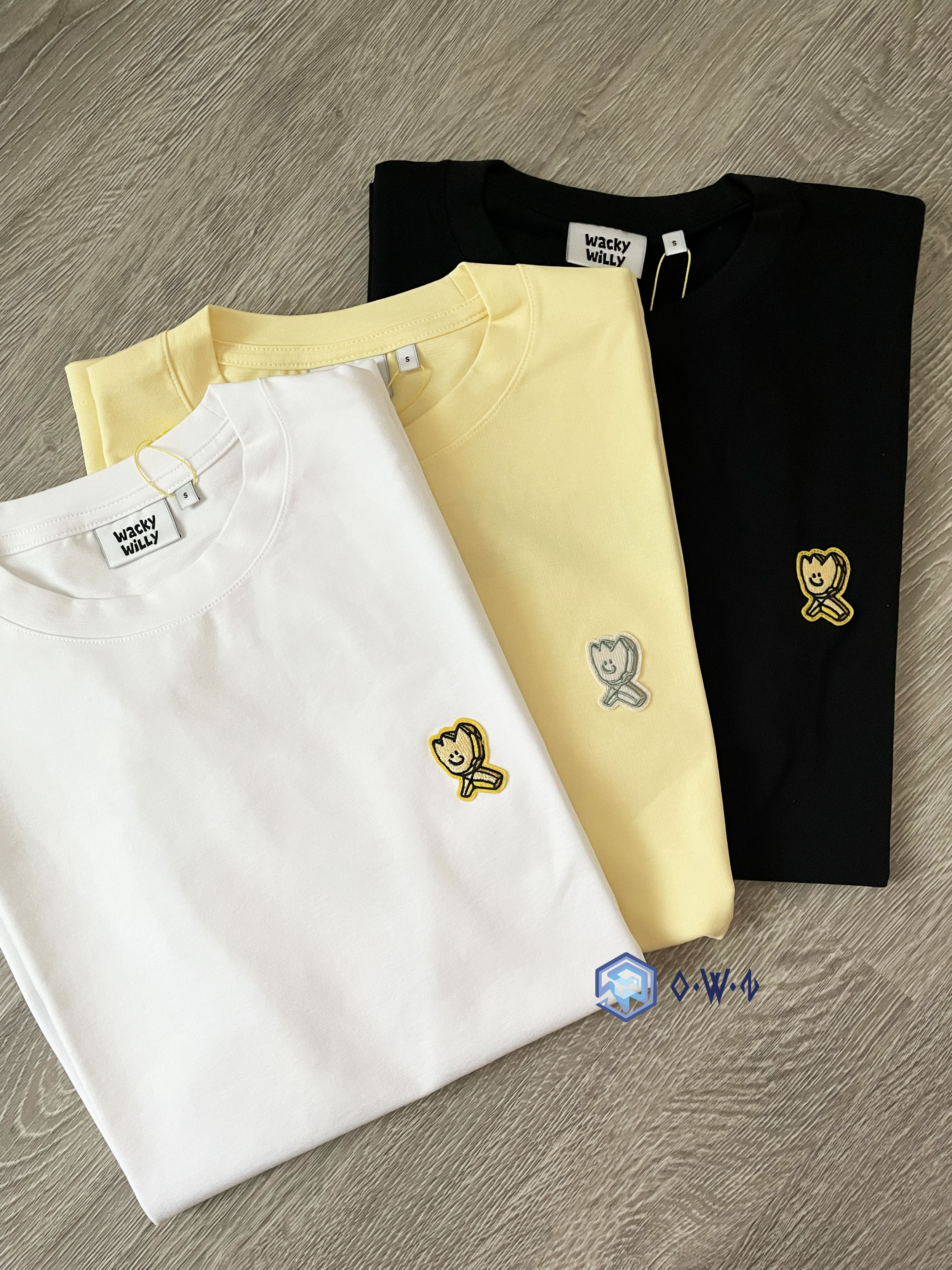 【OWN】Wacky Willy 短袖上衣 刺繡 經典 小熊 韓國小飛人 涼感 夏季服飾 不分男女 黑色 白色 黃色