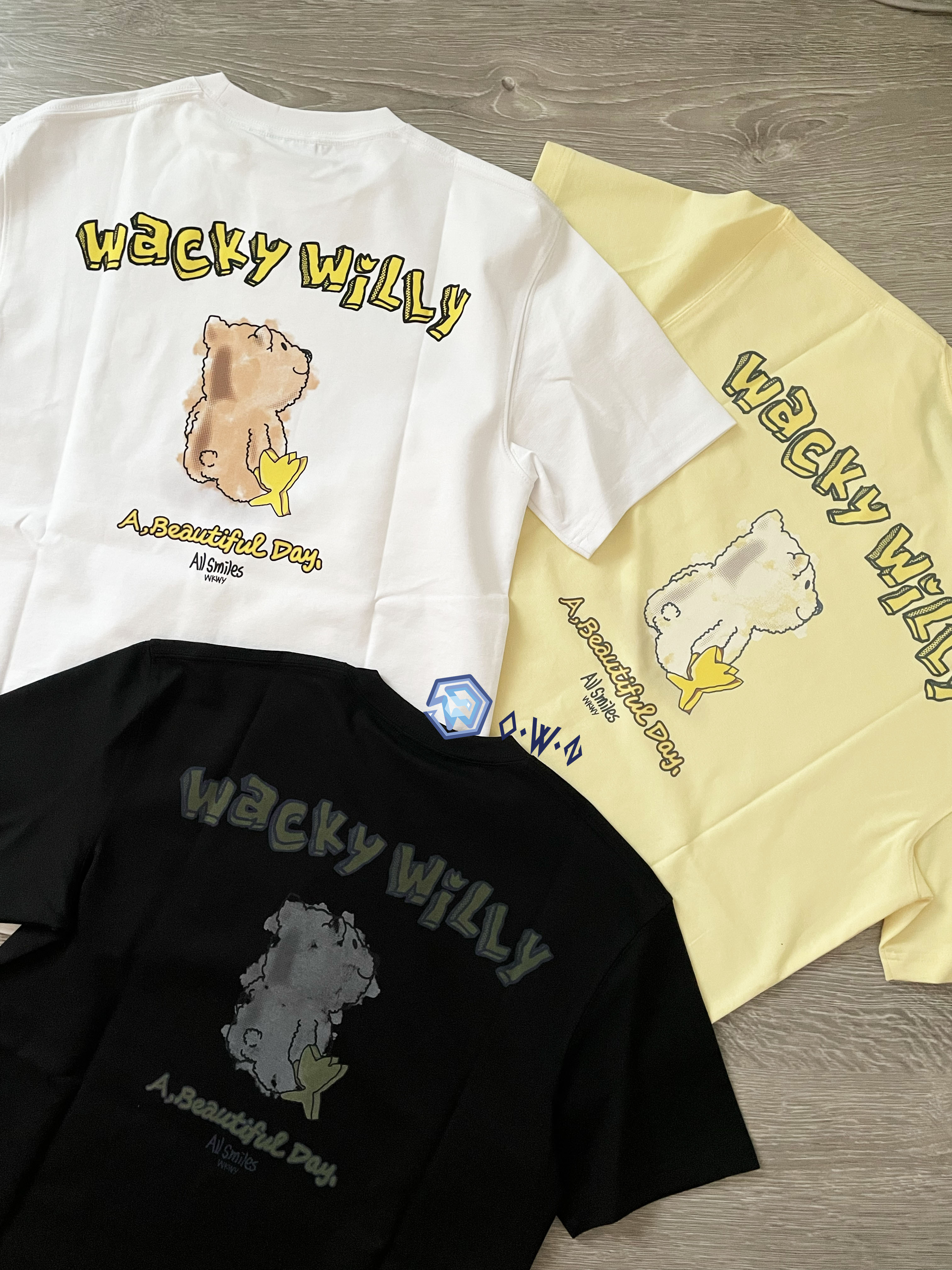 【OWN】Wacky Willy 短袖上衣 刺繡 經典 小熊 韓國小飛人 涼感 夏季服飾 不分男女 黑色 白色 黃色
