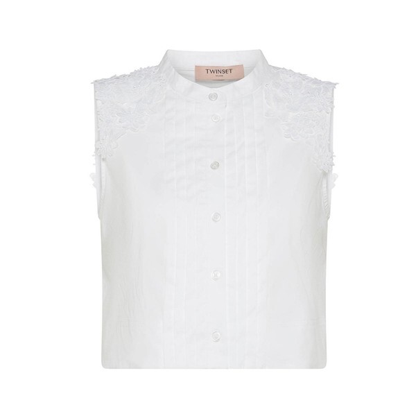 1TS0629-066 (Defect) [TWINSET] Top Cropped White #241TT228400001 (C-EU-E)