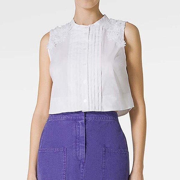 1TS0629-066 (Defect) [TWINSET] Top Cropped White #241TT228400001 (C-EU-E)