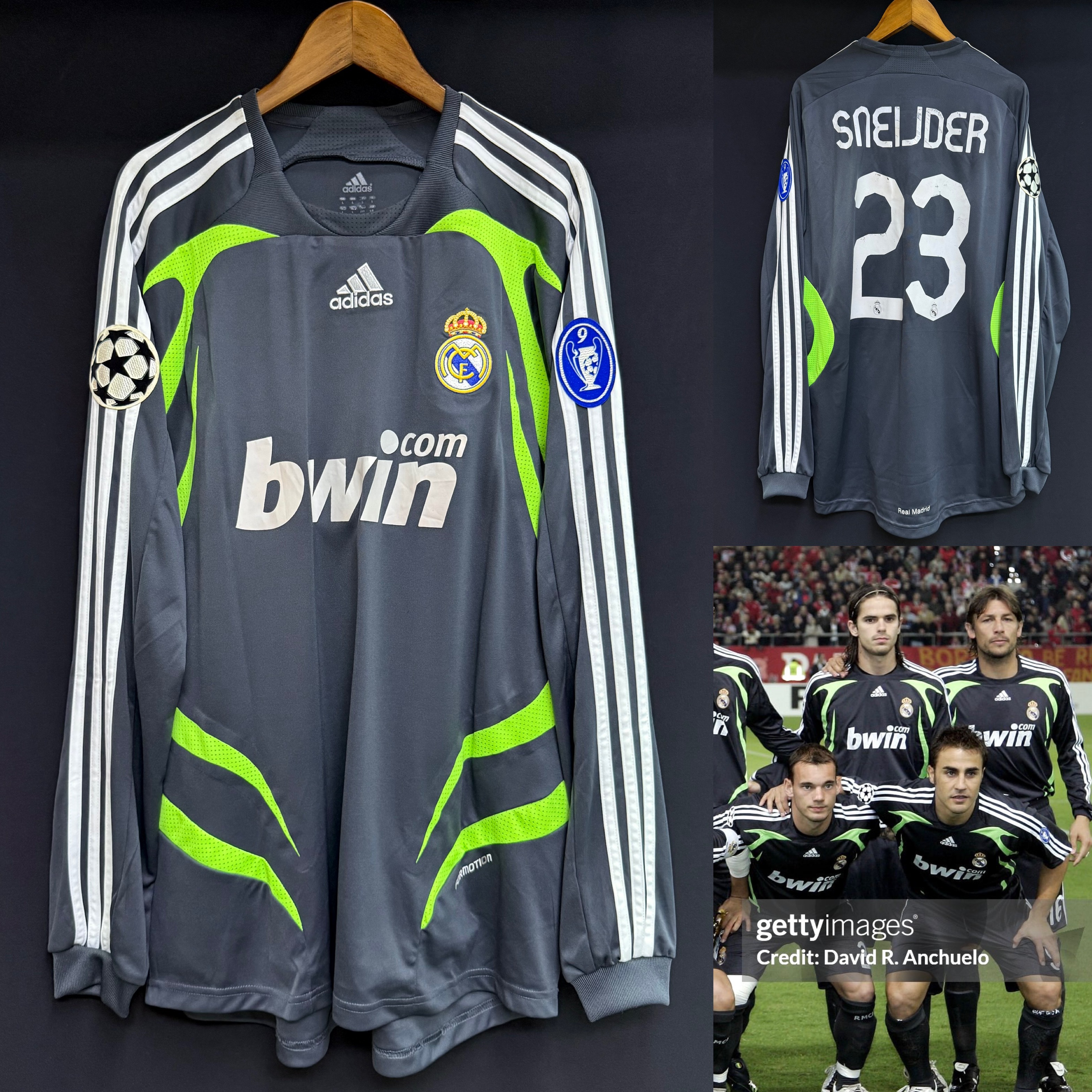 (Match Issue) Real Madrid 2007-2008 UEFA Champions League Adidas L/S Third Match Issue Shirt #23 SNEIJDER
