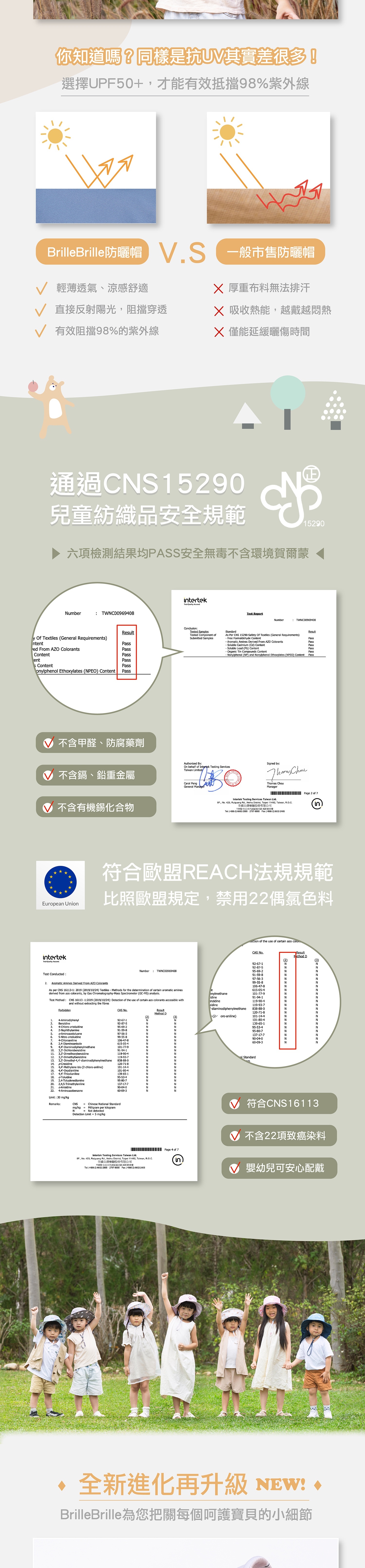 台灣 Brille Briile《魟魚系列》 兒童防曬帽加長型 -班比花園