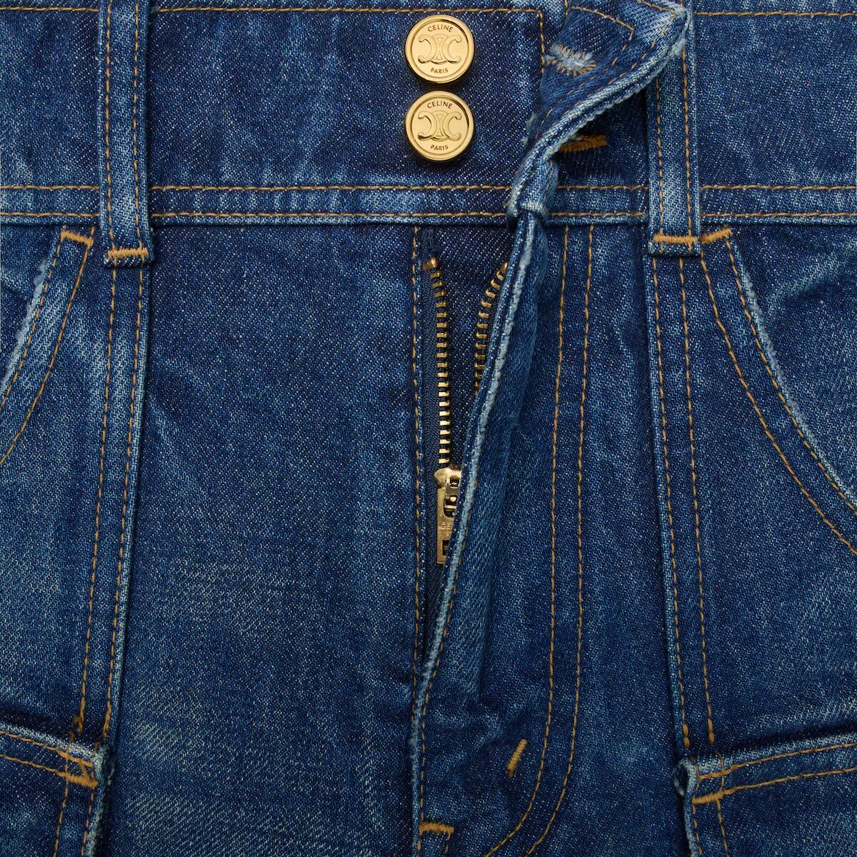 Celine kitty shorts in dark union wash denim
