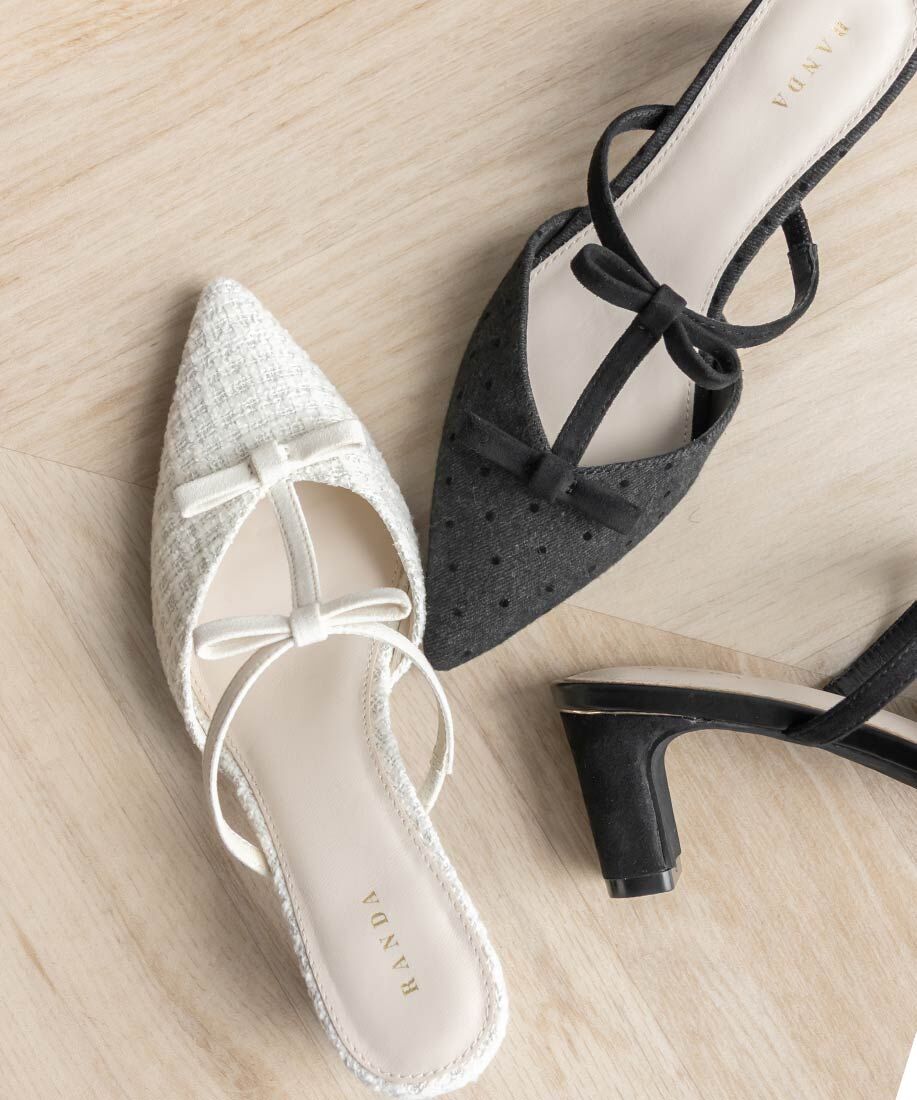 [預購]折扣RANDA 蝴蝶結裝飾 T 型帶穆勒跟鞋