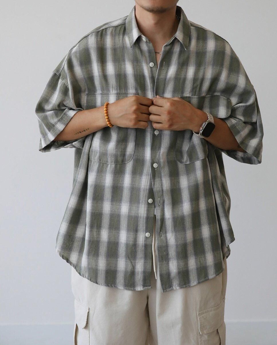 格仔短袖恤衫 FARMERS-079S