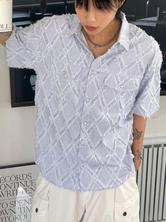 菱角直間短袖恤衫 Lowell-040S