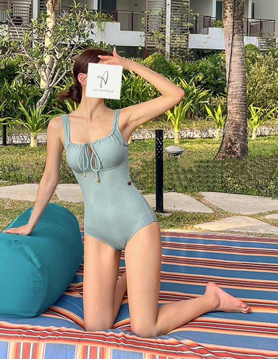 正韓紋理感連身泳衣