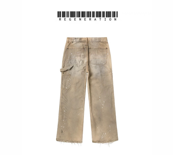 REGEN ZONE「RIOT」 髒白奶油 宗教十字 做舊破壞 直筒伐木褲