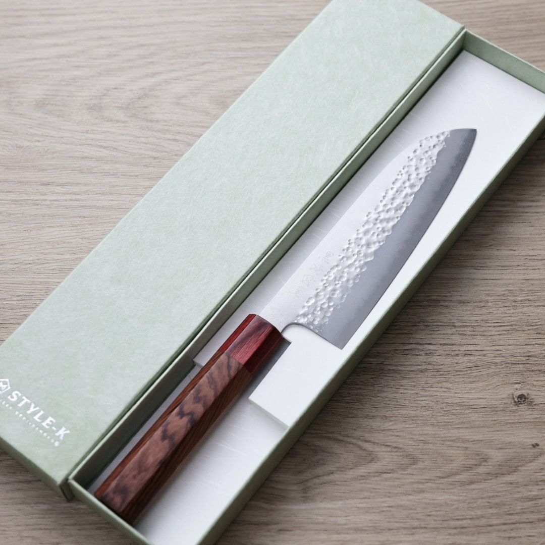 黑崎真 三德刀 165mm VG10/VG2無芯鋼 鎚目大馬士革