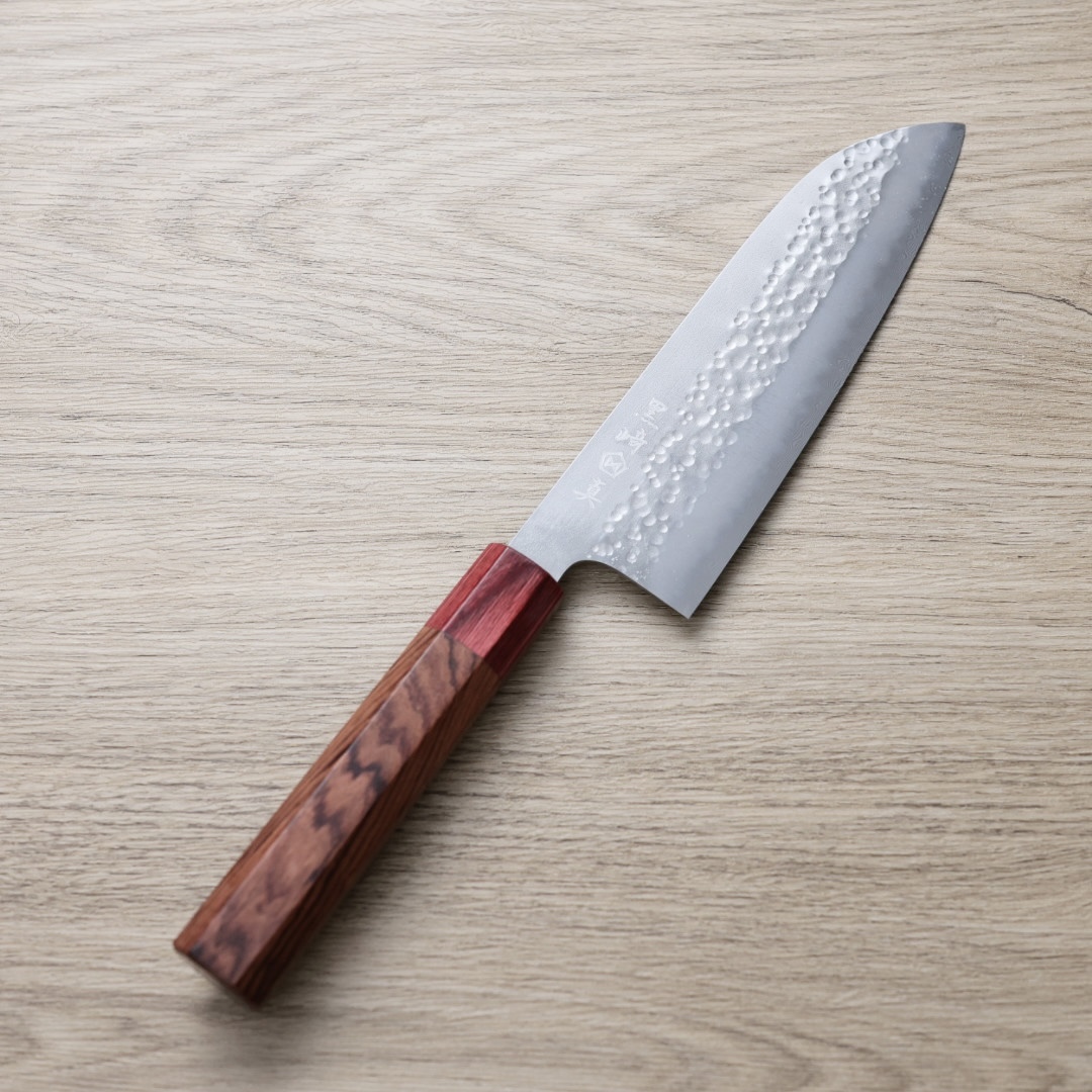 黑崎真 三德刀 165mm VG10/VG2無芯鋼 鎚目大馬士革