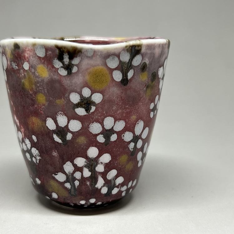 【茶香自在】李仁嵋觀窯郎紅色梅花點釉手拉胚品茗杯高杯可聚香