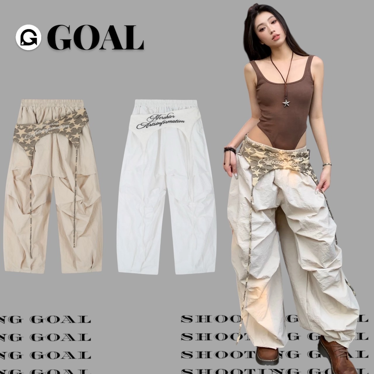 (GOAL) 美式疊穿工裝傘兵褲 復古綁帶 MS7211 mershier