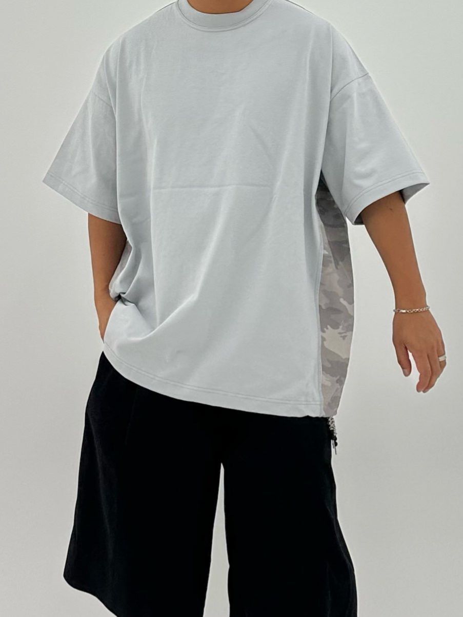 OverSize拼迷彩短袖Tee PURE-162T