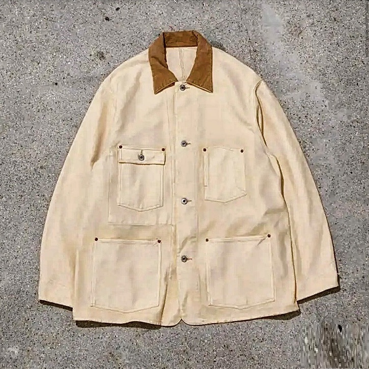 A.PRESSE 2025 S/S VINTAGE SILK HEMP COVERALL JACKET (25AAP-01-53) - BEIGE PRE ORDER ITEM (預訂中)