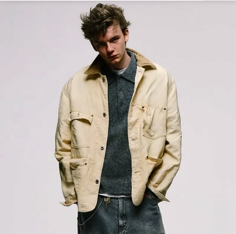 A.PRESSE 2025 S/S VINTAGE SILK HEMP COVERALL JACKET (25AAP-01-53) - BEIGE PRE ORDER ITEM (預訂中)