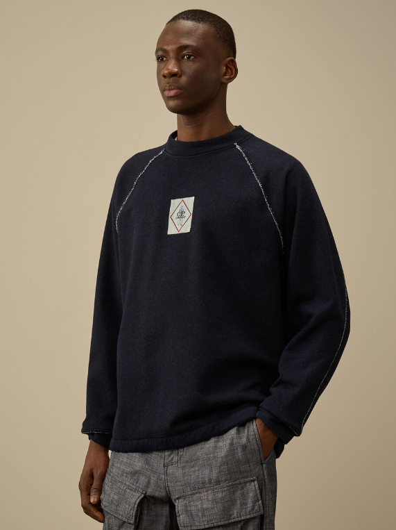 C.P. Company  Indigo Fleece Vanisé Logo Sweatshirt   JUN25