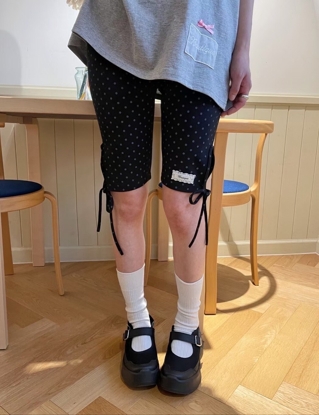 標籤綁結內搭五分褲