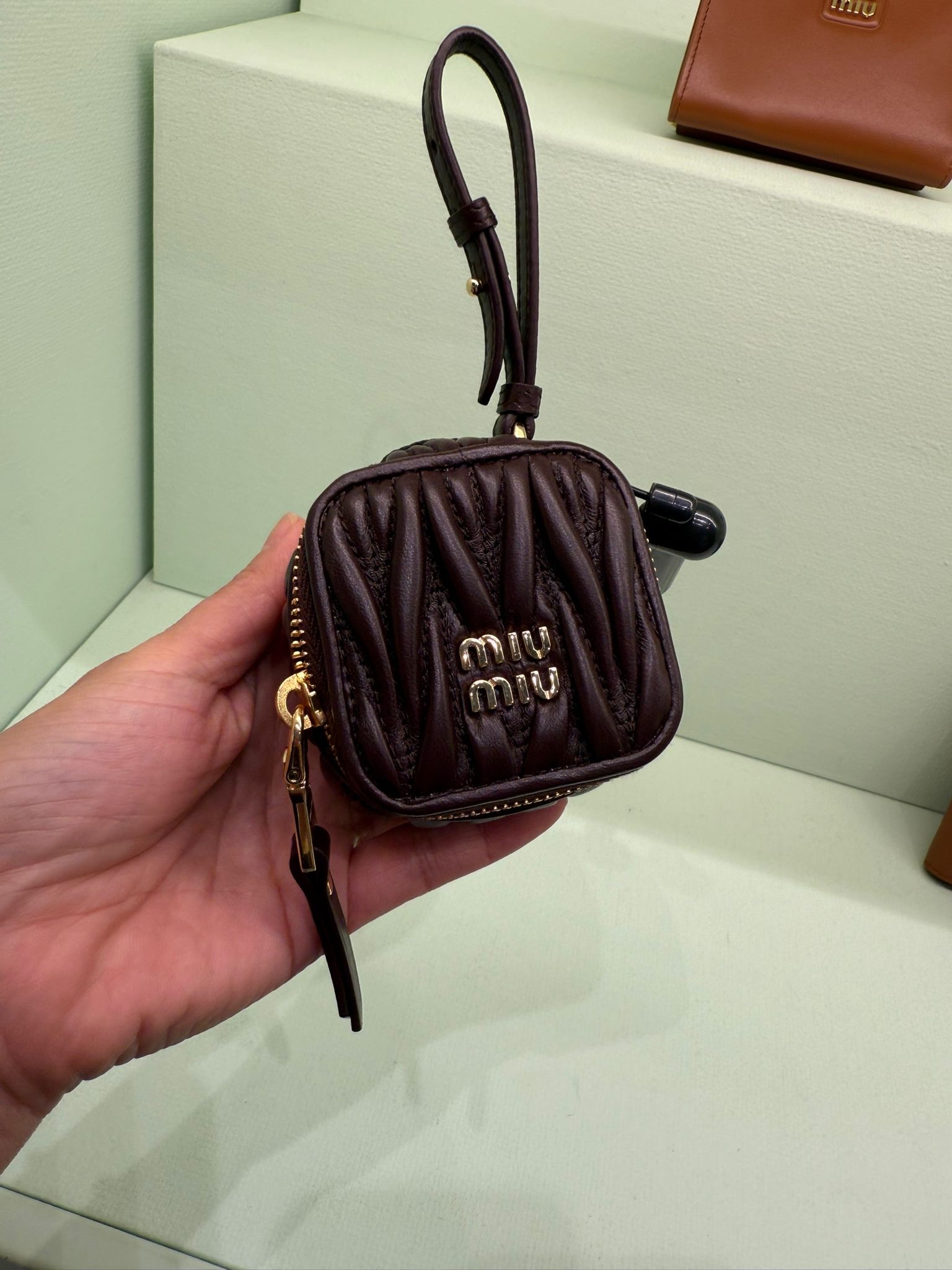 Miumiu Matelassé Nappa Coin Purse Airpod case Key Chain 2 colors