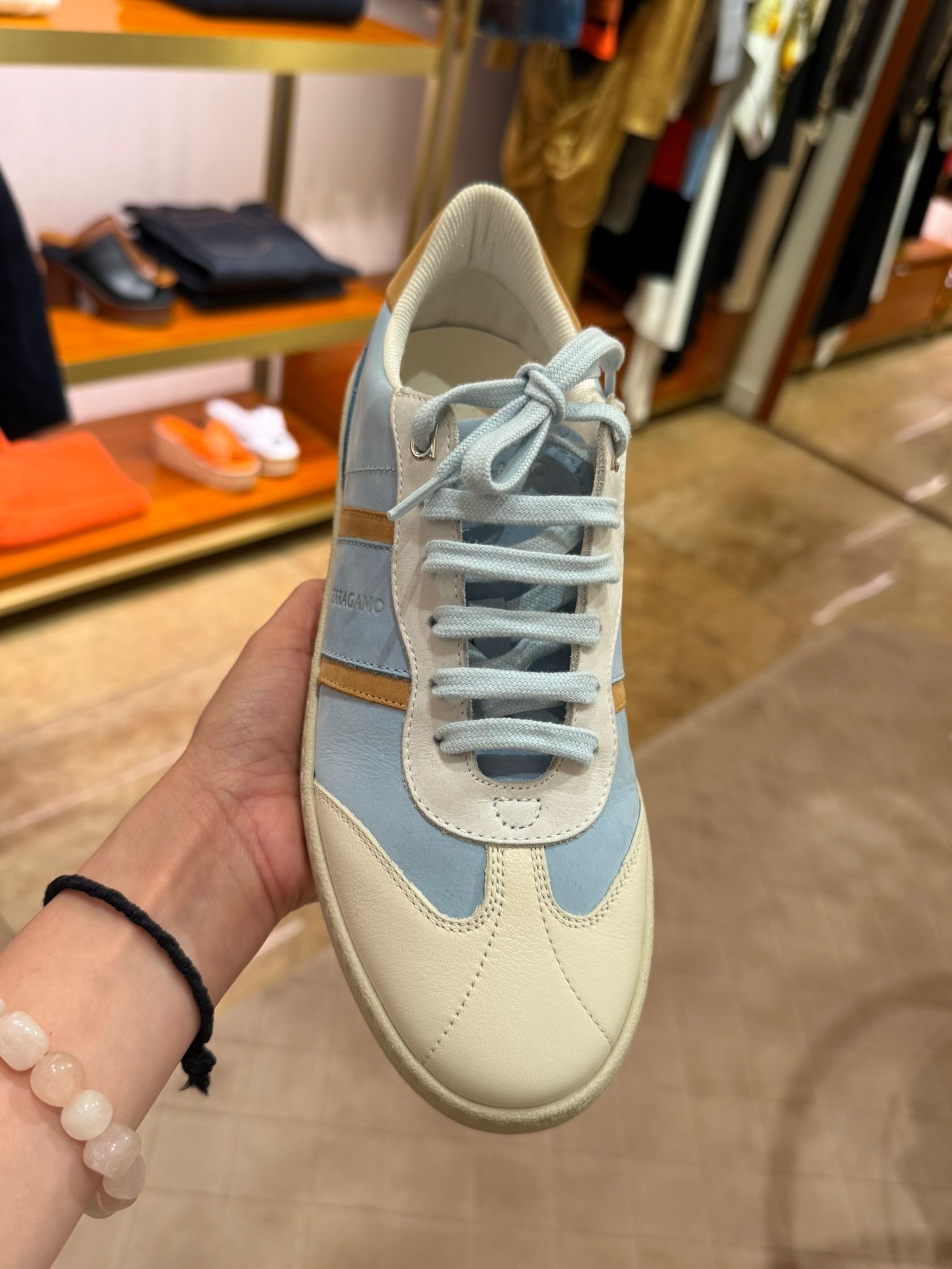 Salvatore Ferragamo Achille Leather Sneaker Baby Blue