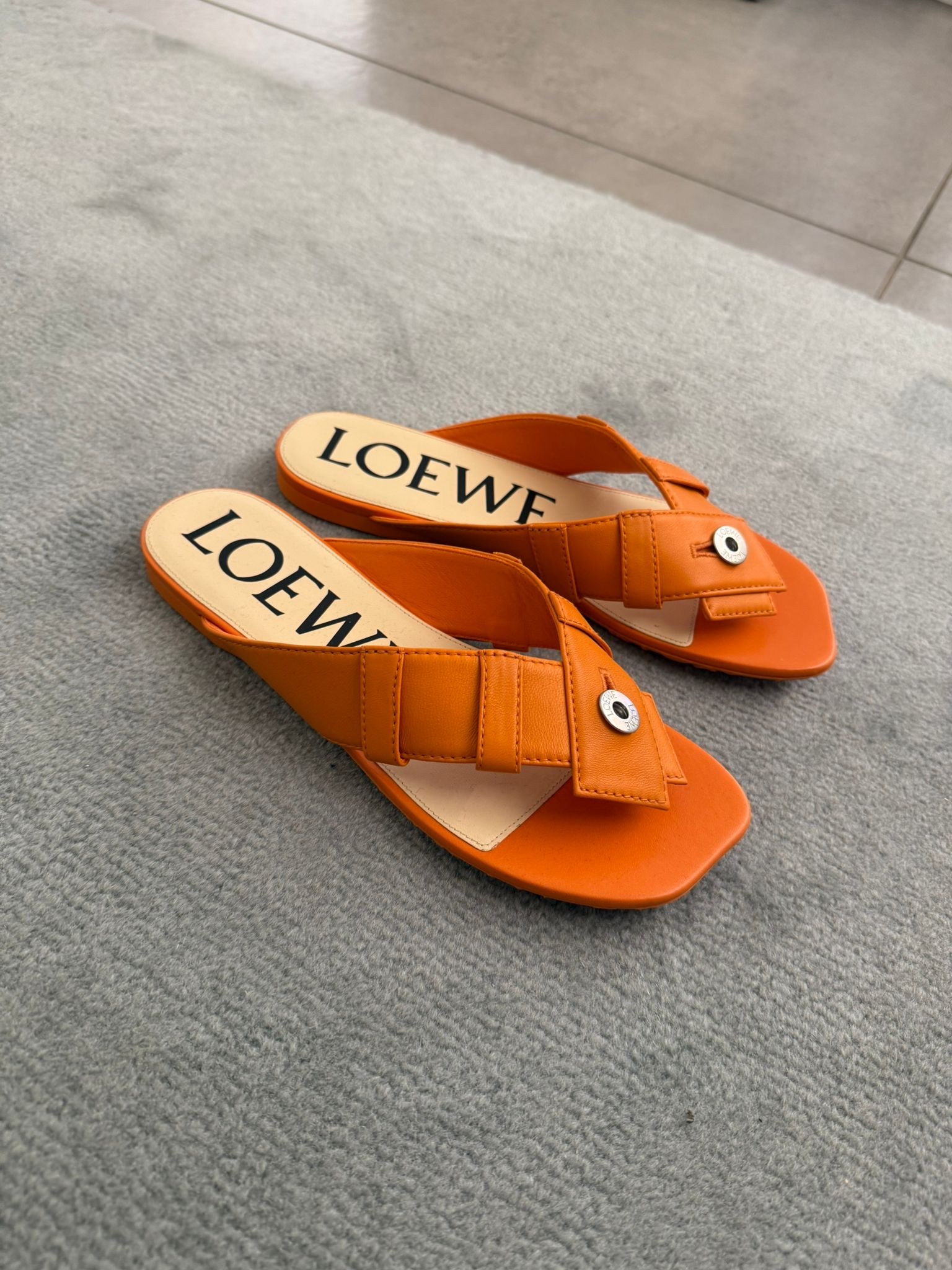 Loewe Toy Panta Toe Post Slides Orange