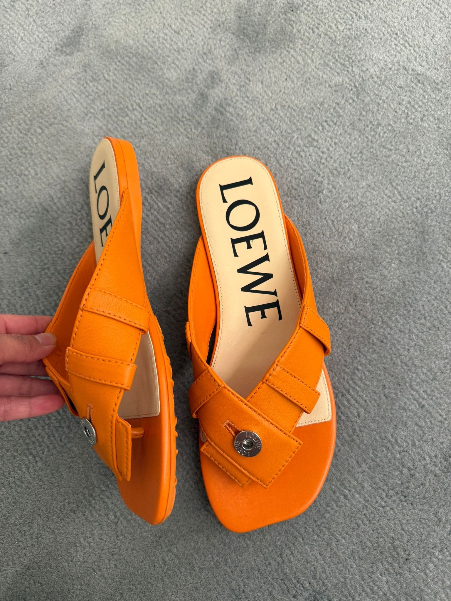Loewe Toy Panta Toe Post Slides Orange