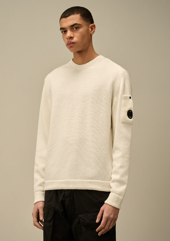 C.P. Company  Compact cotton crew neck sweater with lenses   JUN25