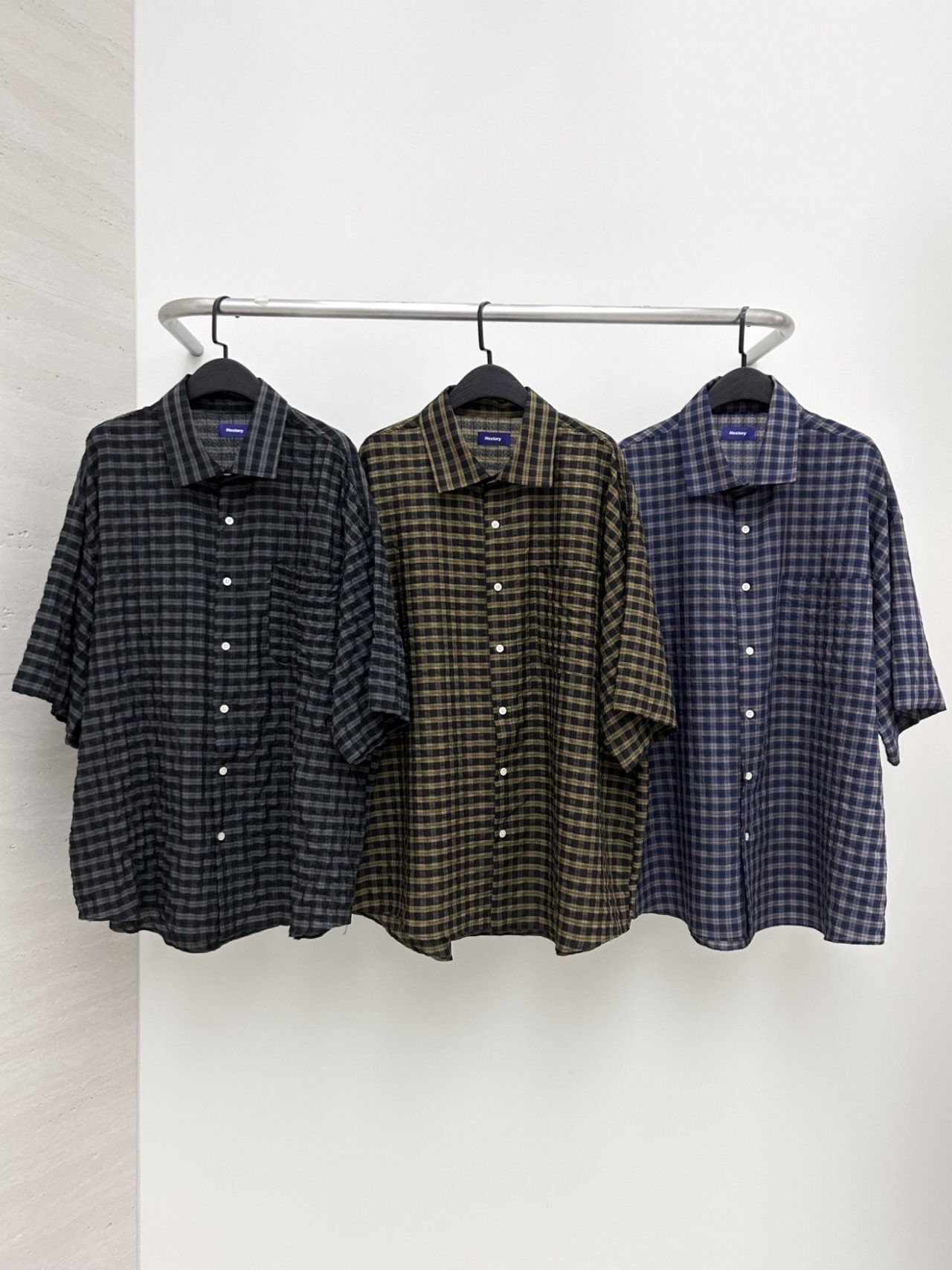 格仔短袖恤衫 Hestory-079S