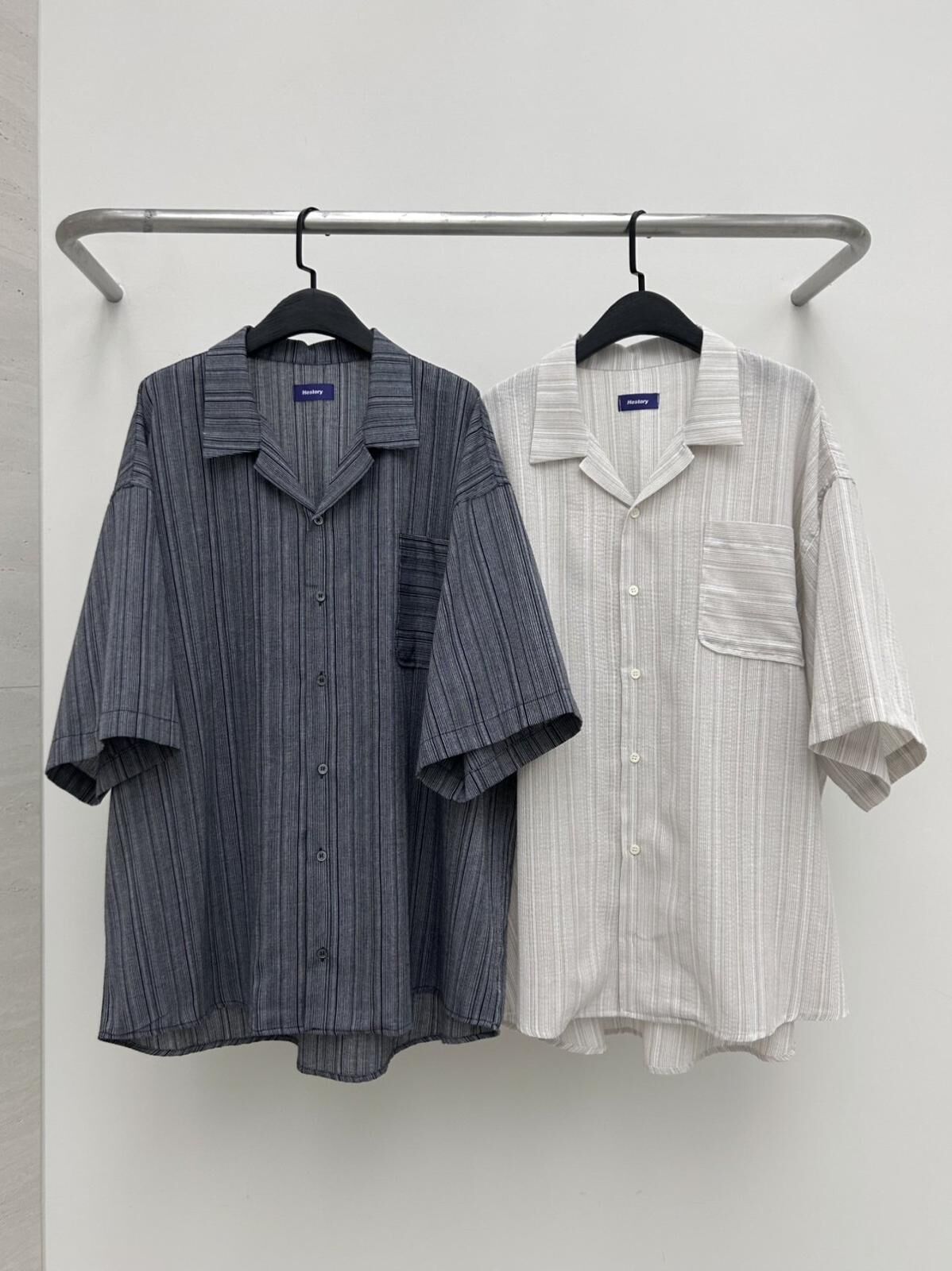 直紋短袖恤衫 Hestory-082S