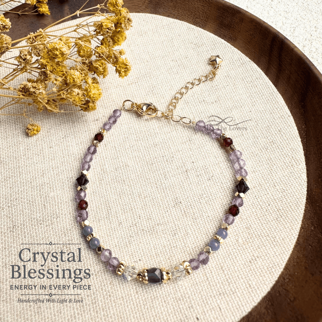DS The Lovers 《療癒系紫光｜優雅顯白能量手鍊》菫青石 × 紫水晶 × 坦桑石 × 石榴石
