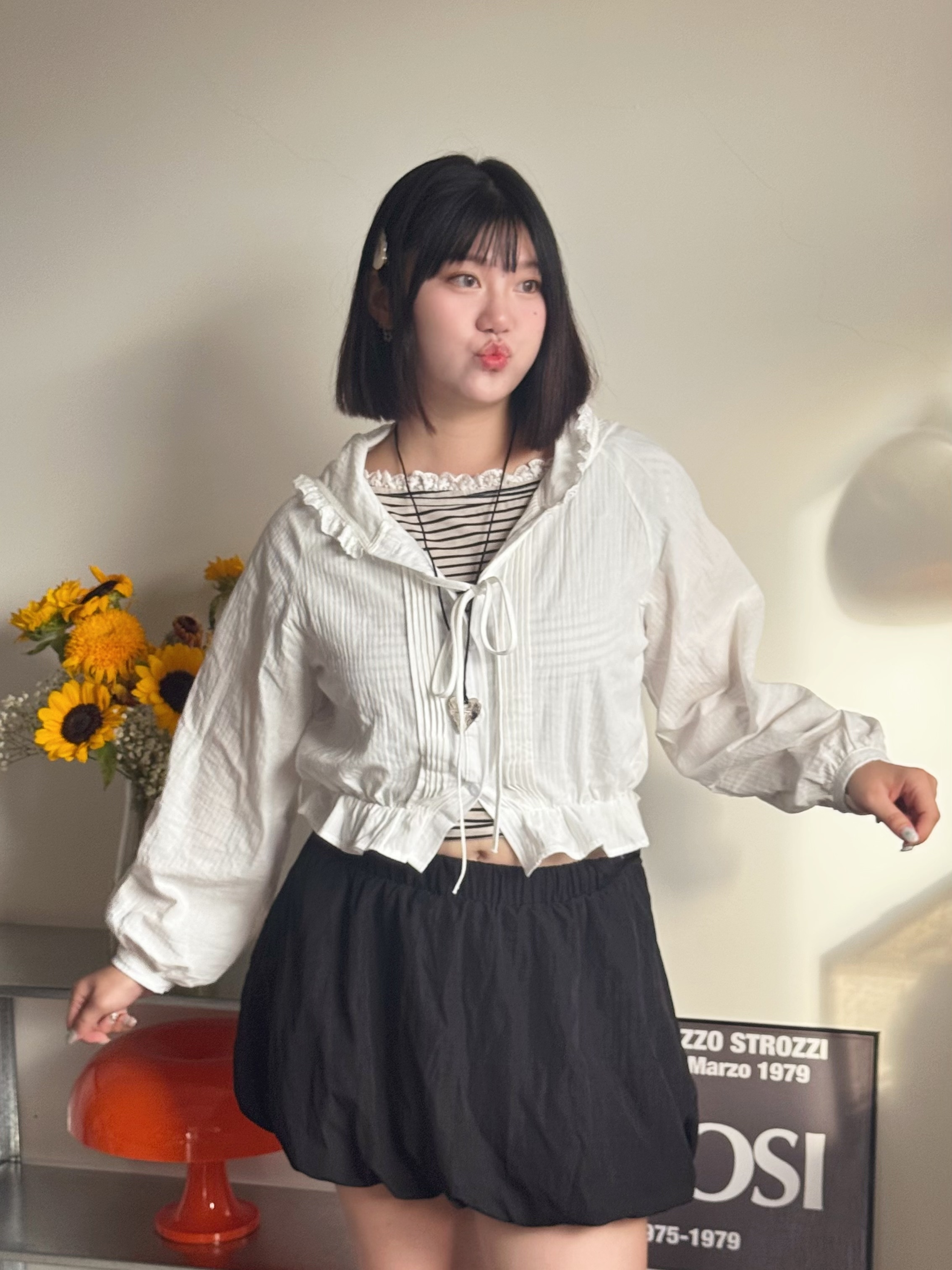 A8《雲上漫步》連帽花邊防曬襯衫☁️