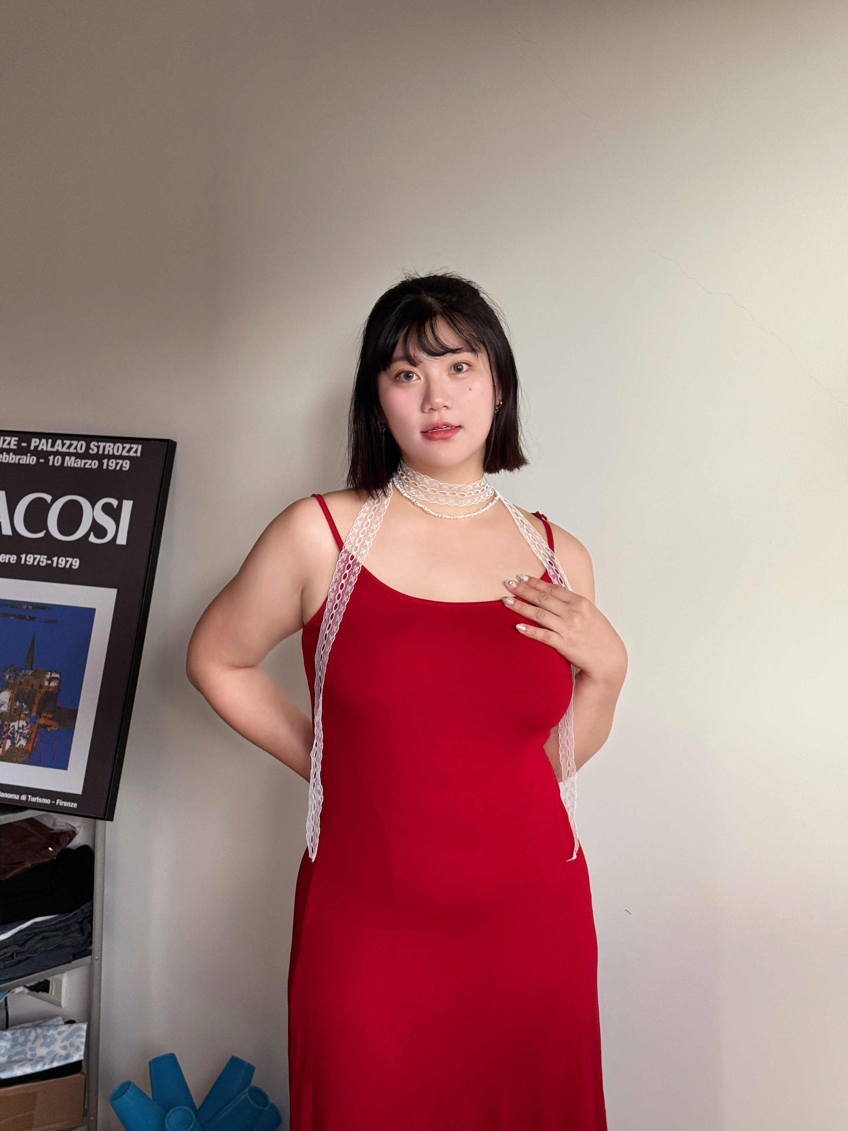 A15《曲線預謀》垂感大露背胸墊長裙（三色）