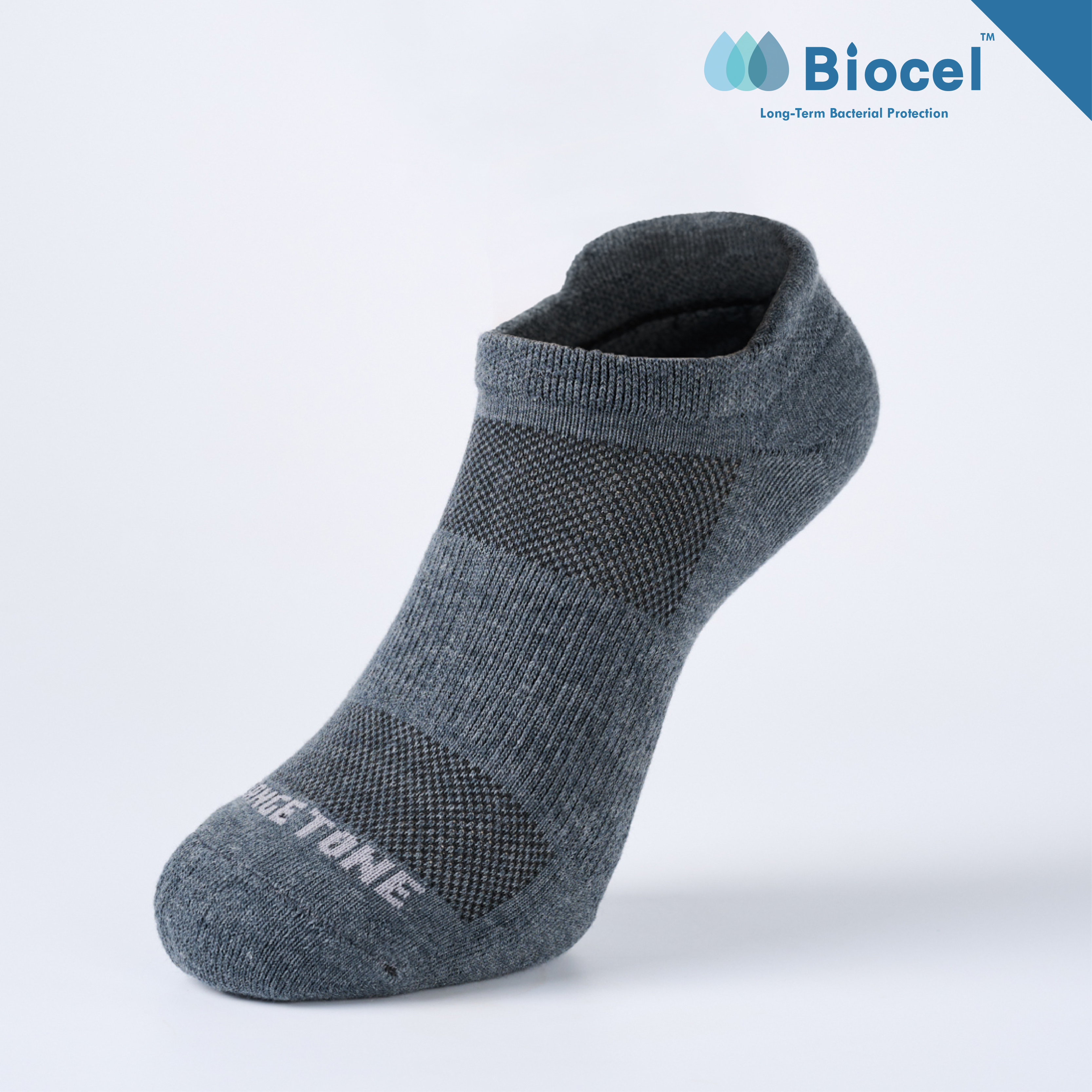 抑菌後枕氣墊踝襪〈灰〉