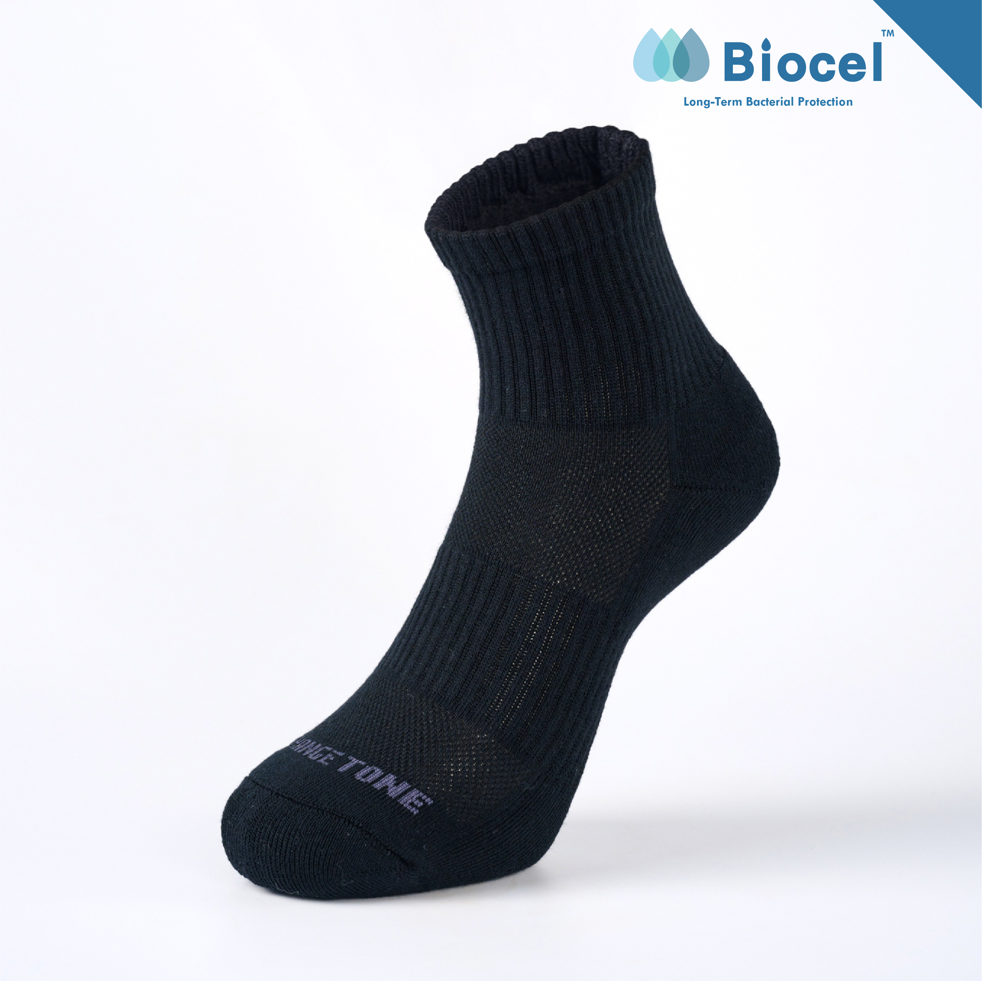 抑菌足弓氣墊短襪〈黑〉