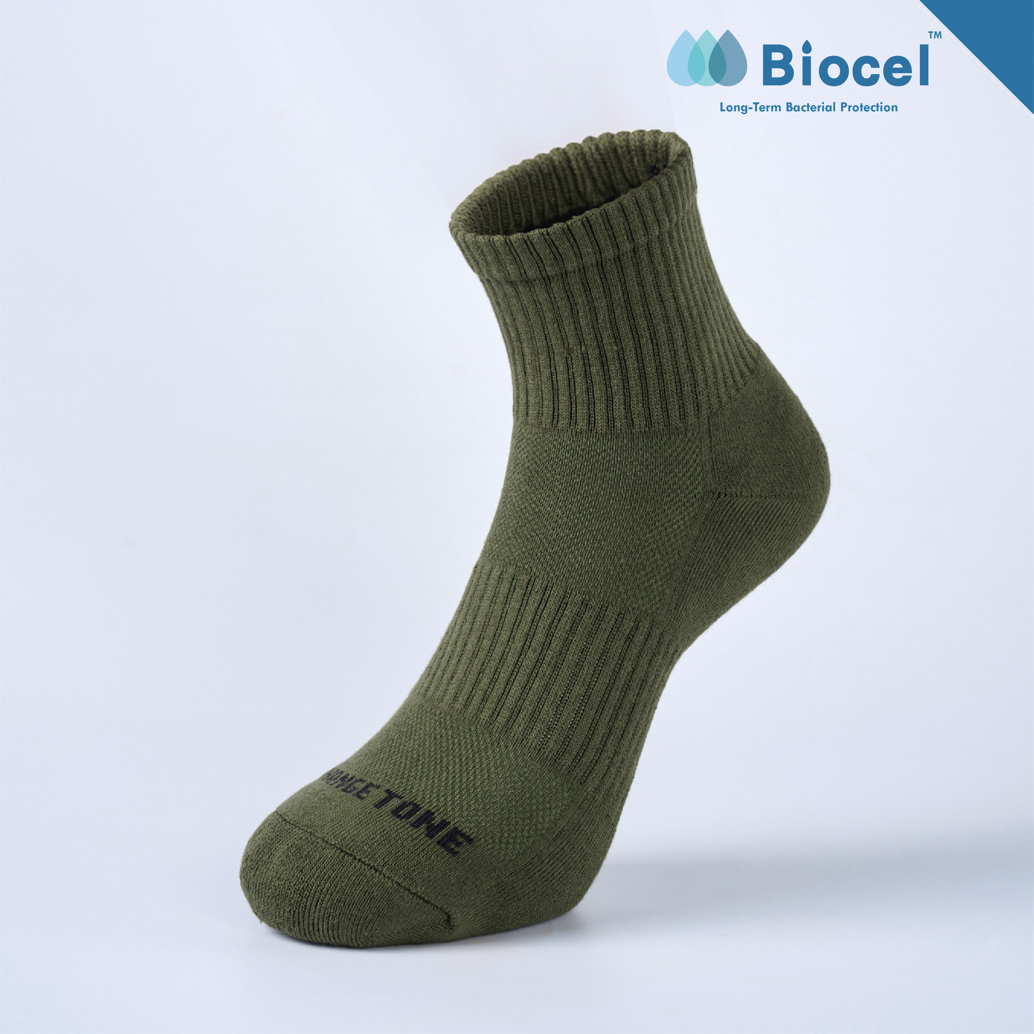 抑菌足弓氣墊短襪〈軍綠〉