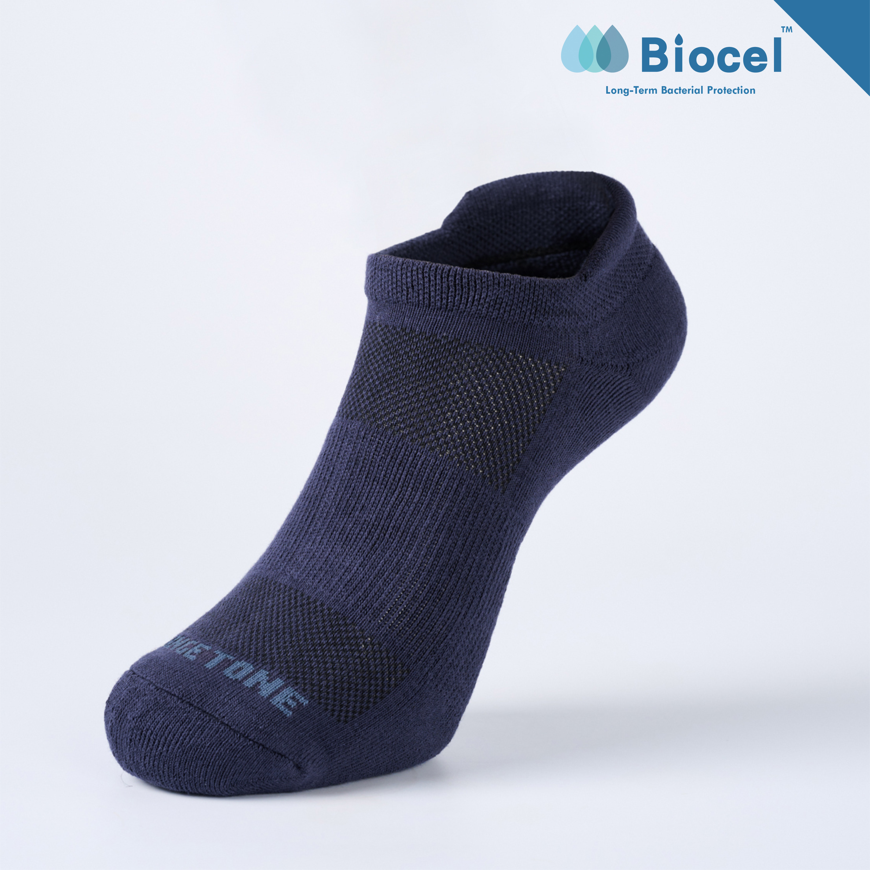 抑菌後枕氣墊踝襪〈深藍〉