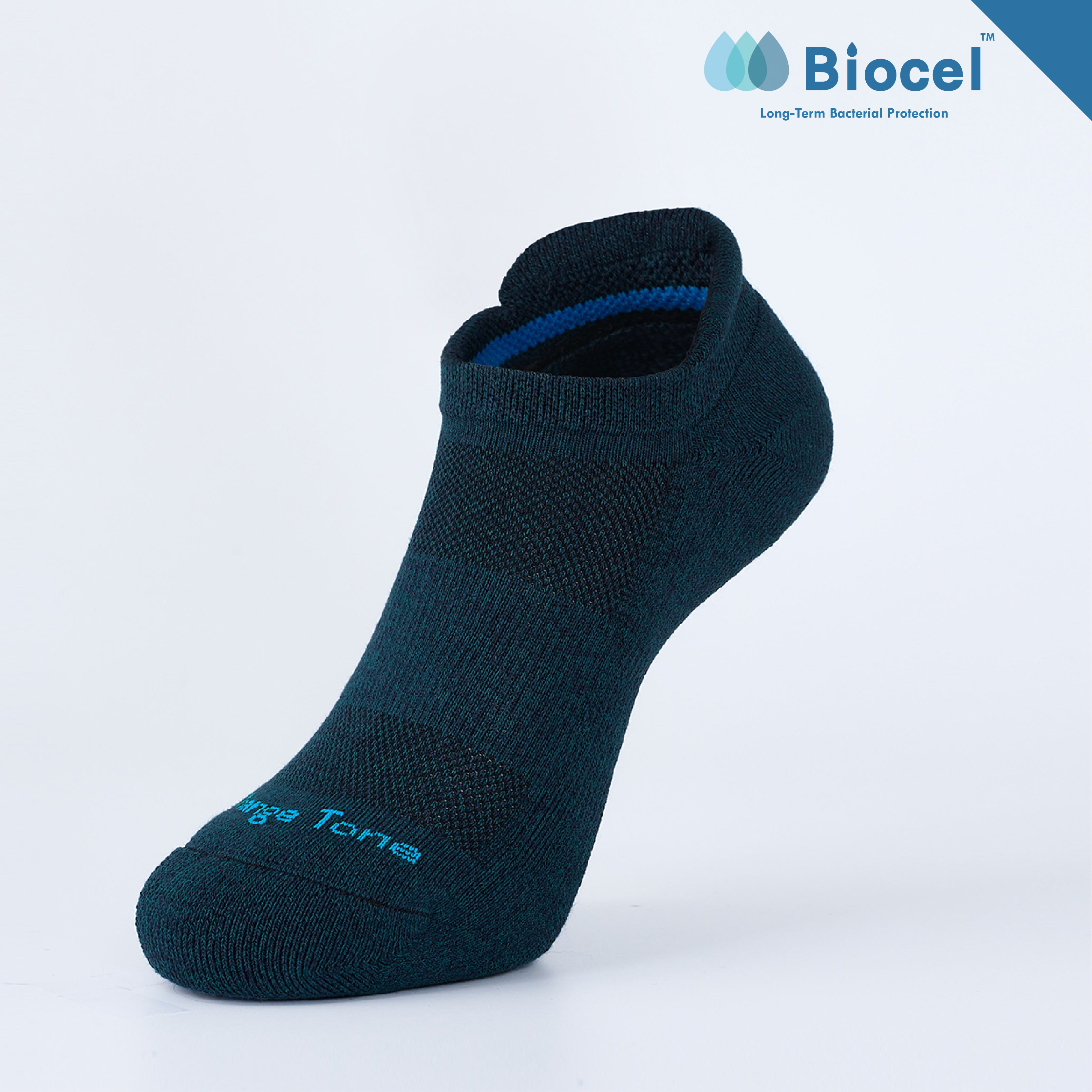 後枕透氣足弓踝襪〈灰藍〉